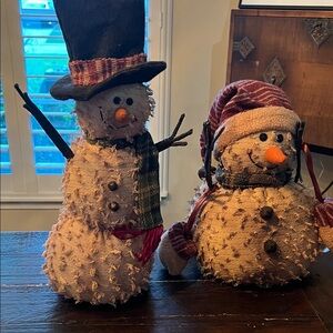 Source Unknown Rustic Snowman Duo Decor